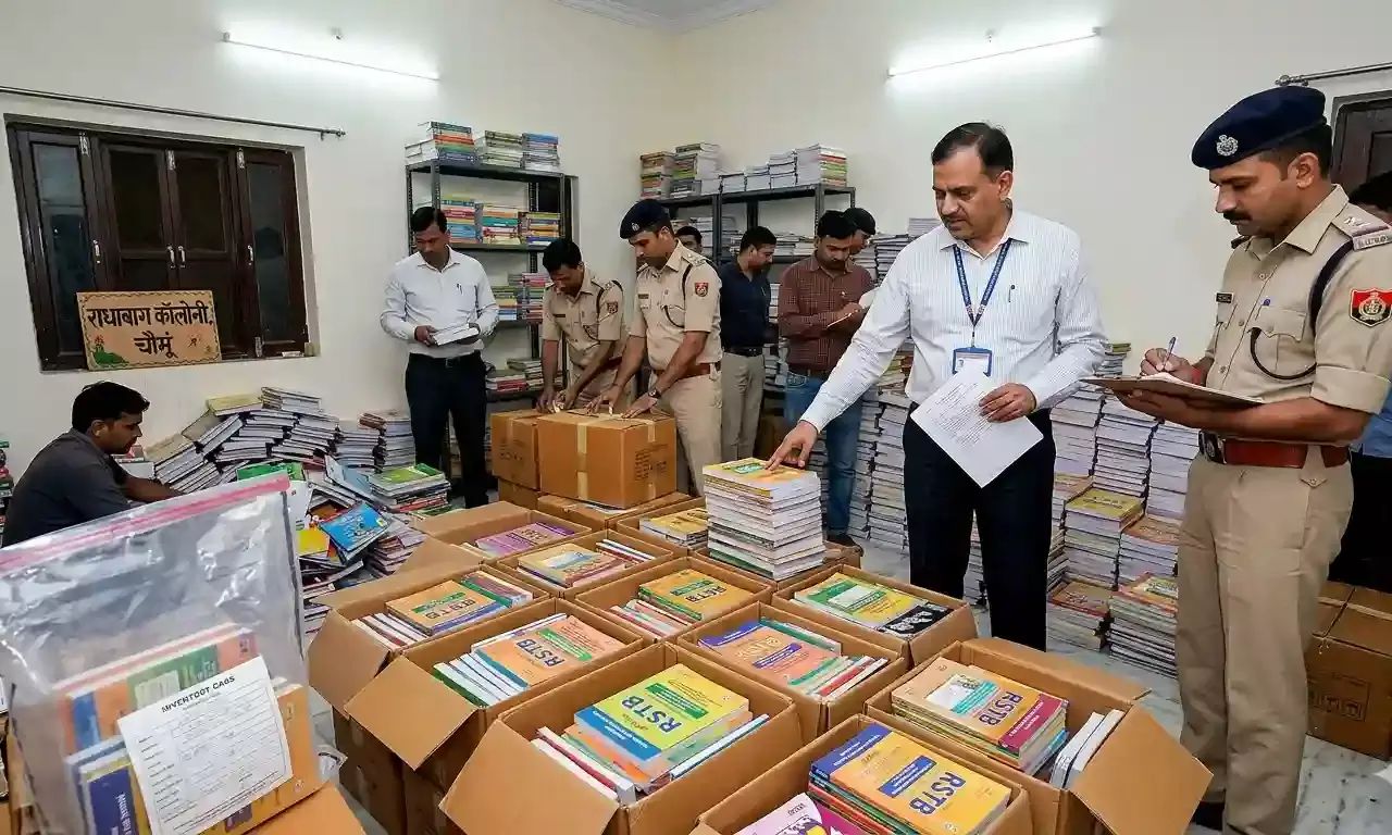 राजस्थान पाठ्य पुस्तक मण्डल की बड़ी कार्रवाई: चौमूं में नकली किताबों का जखीरा जब्त; भीलवाड़ा में भी पायरेटेड किताबों के खेल की चर्चा राजस्थान पाठ्य पुस्तक मण्डल की बड़ी कार्रवाई: चौमूं में नकली किताबों का जखीरा जब्त; भीलवाड़ा में भी पायरेटेड किताबों के खेल की चर्चा